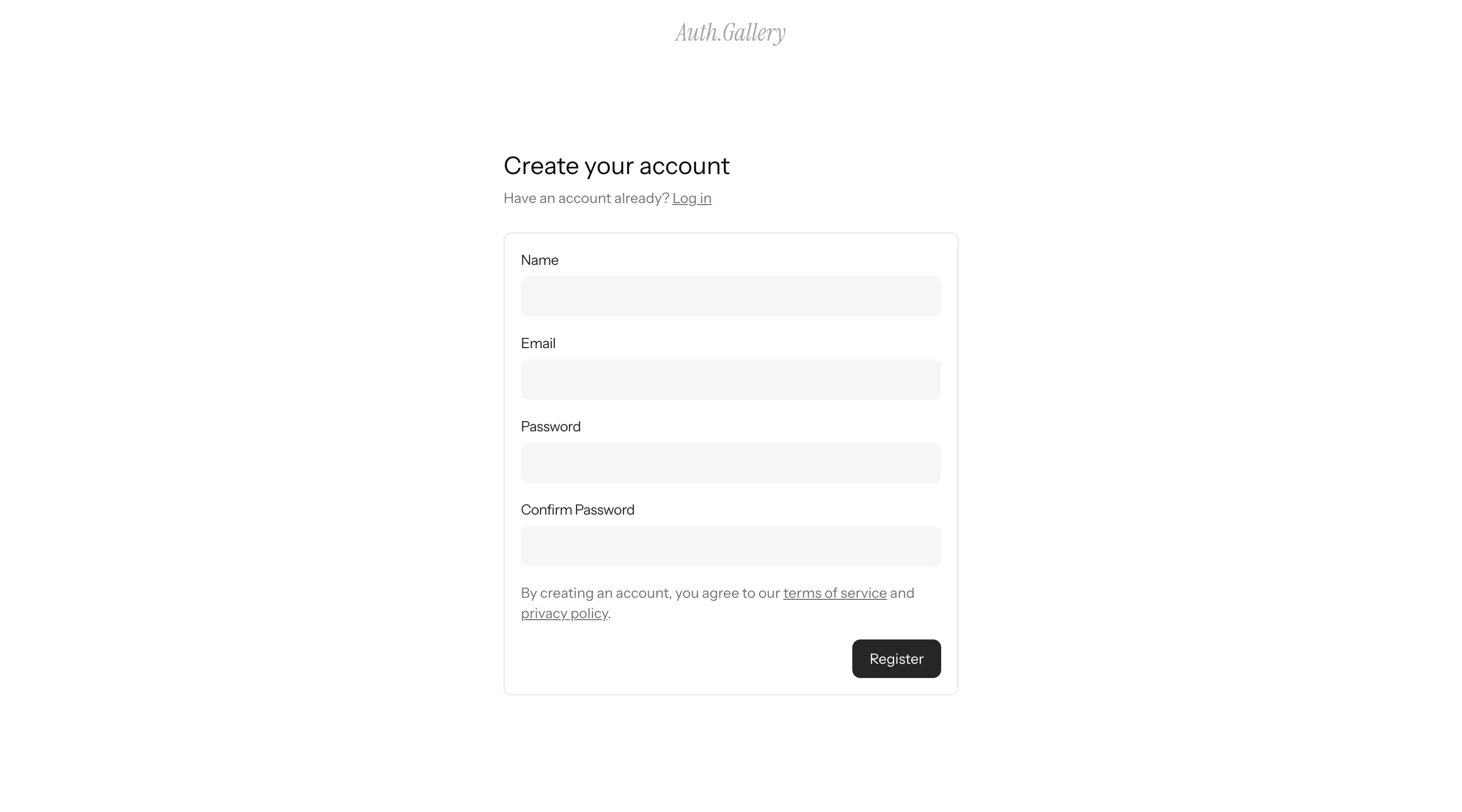 A clean, minimal auth screen